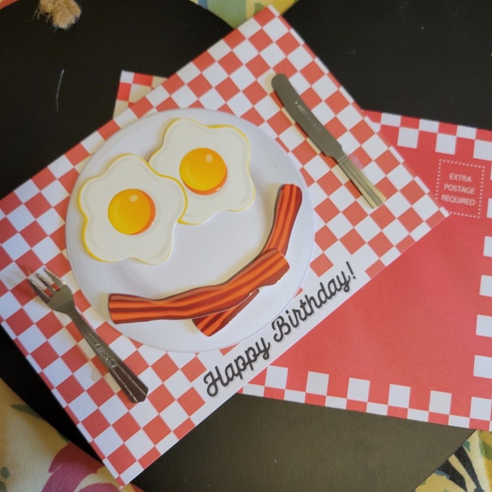 Farmhouse Eggs Stainless Steel Mini Utensils Greeting Birthday Card Cute!